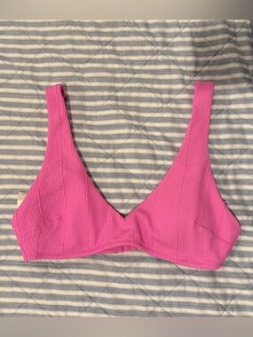 NWT Aerie Women's Pink Ribbed Bikini Top